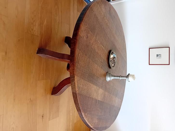 Ronde kloostertafel eiken, Huis en Inrichting, Tafels | Eettafels, Zo goed als nieuw, 100 tot 150 cm, 100 tot 150 cm, Vijf personen of meer