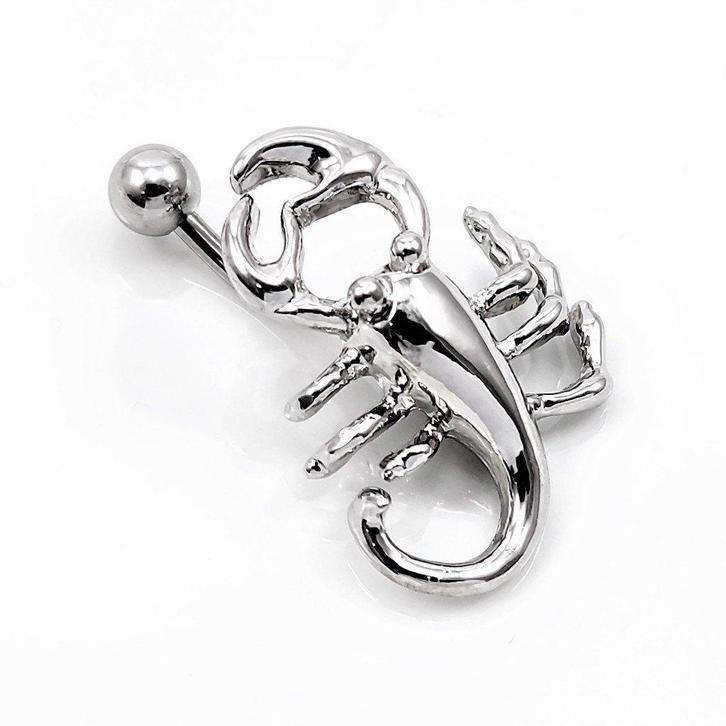 Roestvrij Stalen Scorpion Navel Piercing - RVS, Sieraden, Tassen en Uiterlijk, Piercings, Nieuw, Navelpiercing, Staal, Verzenden
