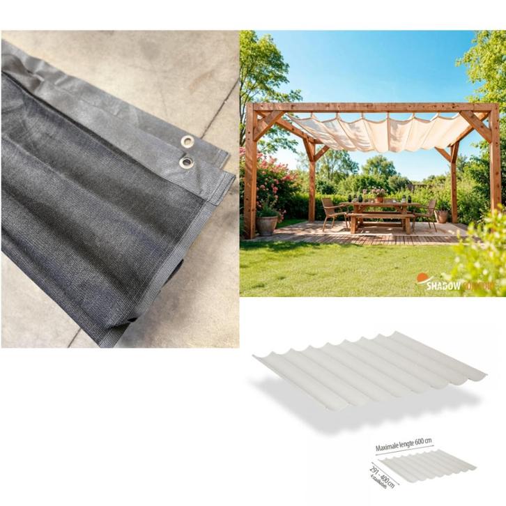 Harmonica schaduwdoek - 270 cm breed x 480 uitschuif zwart, Tuin en Terras, Schaduwdoeken, Nieuw, Ophalen of Verzenden