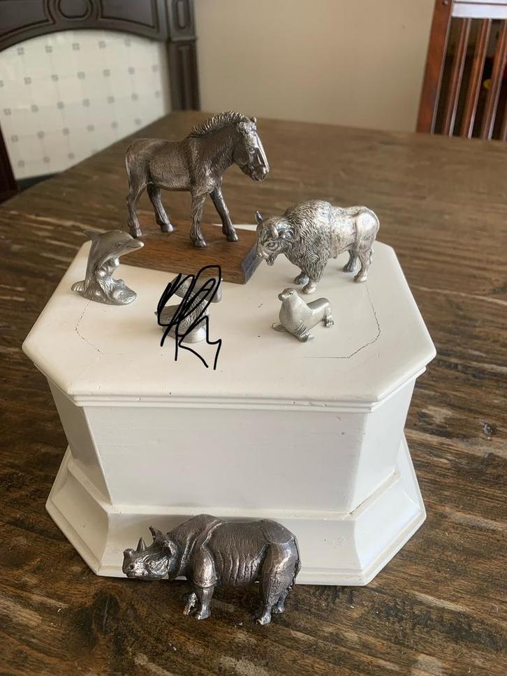 Set tinnen dieren beeldjes, Antiek en Kunst, Antiek | Tin, Ophalen of Verzenden