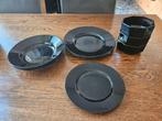 Zwart Gebruikt Vierdelig Servies, Gebruikt, Overige typen, Ophalen of Verzenden, Effen