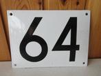 Emaille huisnummer 64, Ophalen of Verzenden