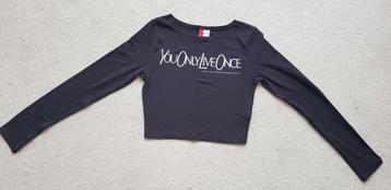 Yolo cropped truitje croptop trui maat s 36 bruin tshirt beschikbaar voor biedingen