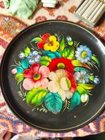 Vintage Russisch Metalen Dienblad met Bloemmotief, Ophalen