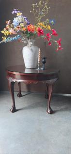 Chippendale ronde salontafel met klauwpoten en glasplaat !, Ophalen