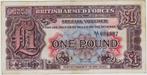 20-843 Engeland, leger, 1 pond 2e serie, Postzegels en Munten, Bankbiljetten | Europa | Niet-Eurobiljetten, Los biljet, Overige landen