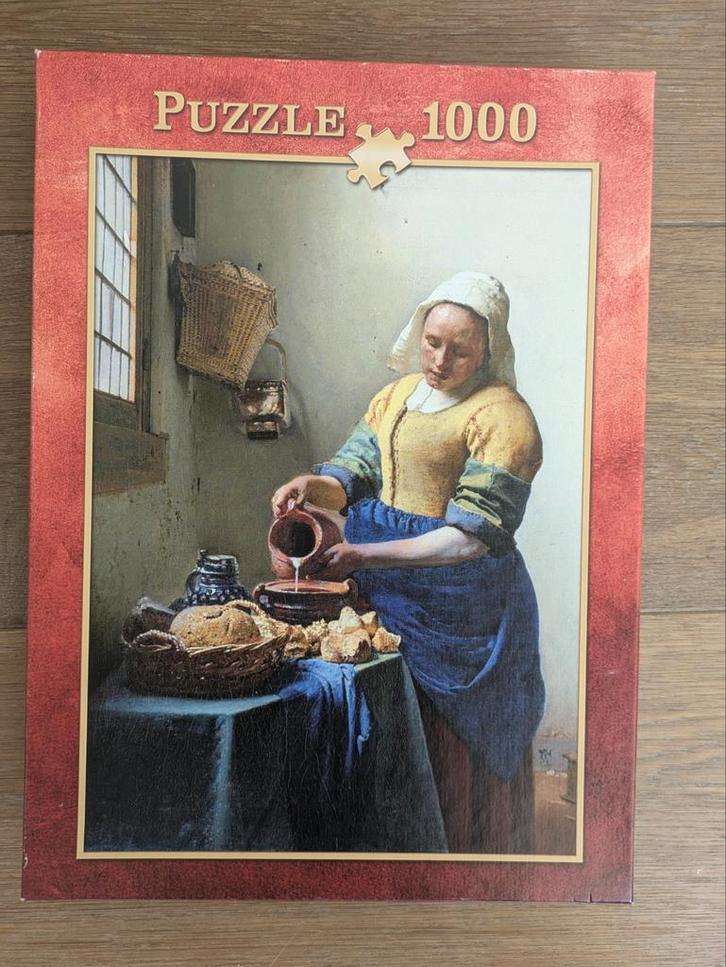 Legpuzzel 1000 stukjes - Het Melkmeisje van Vermeer, Hobby en Vrije tijd, Denksport en Puzzels, Zo goed als nieuw, Legpuzzel, 500 t/m 1500 stukjes