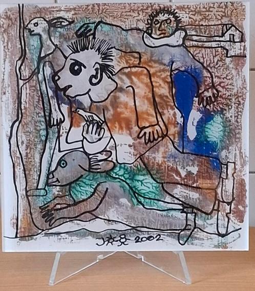 Jan Sonnemans (1943-2006),zonder titel. Gouache/viltstift., Antiek en Kunst, Kunst | Schilderijen | Abstract, Ophalen