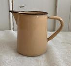 Brocante oud bruin emaille melkkannetje - melkkan - kannetje, Ophalen of Verzenden