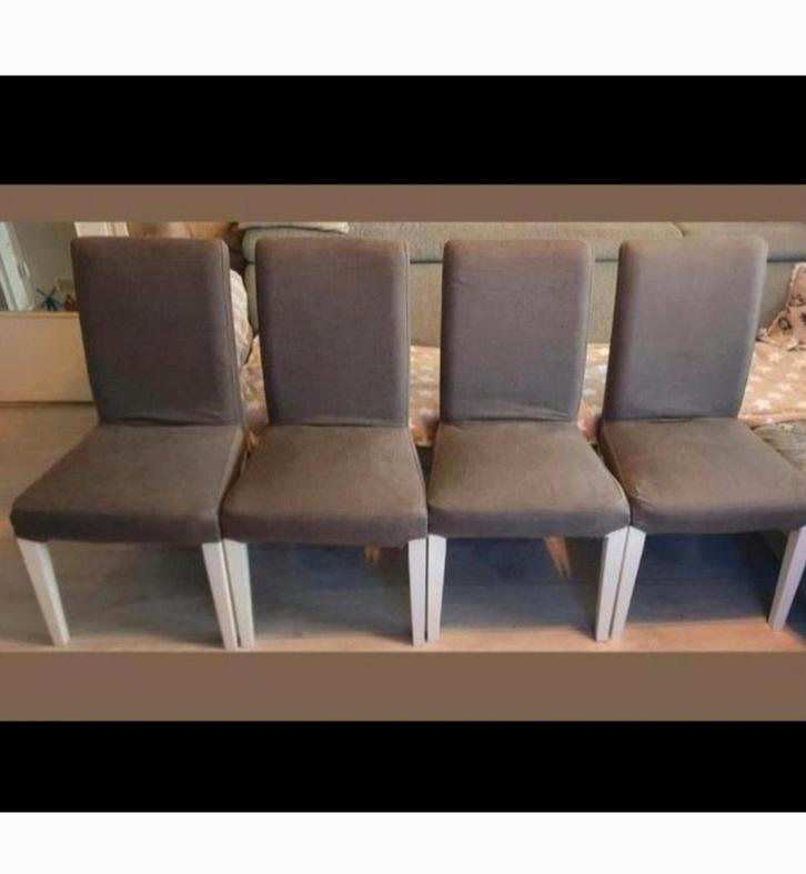 stoelen 4 stuks netjes & handig wasbare verwisselbare hoezen, Huis en Inrichting, Stoelen, Gebruikt, Vier, Hout, Stof, Overige materialen