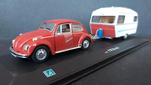 Volkswagen VW Kever met Polar Caravan 1:43 Cararama Pol, Hobby en Vrije tijd, Modelauto's | 1:43, Zo goed als nieuw, Auto, Overige merken