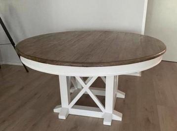 Robuust teakhout eettafel 150cm rond. beschikbaar voor biedingen