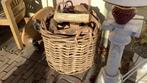 Mand met open haard hout en op wielen, Huis en Inrichting, Ophalen, Zo goed als nieuw, Rechthoekig, Hout