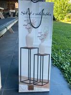 Set van 2 metalen bijzettafels (nieuw), Ophalen, Minder dan 55 cm, Metaal of Aluminium, Vierkant