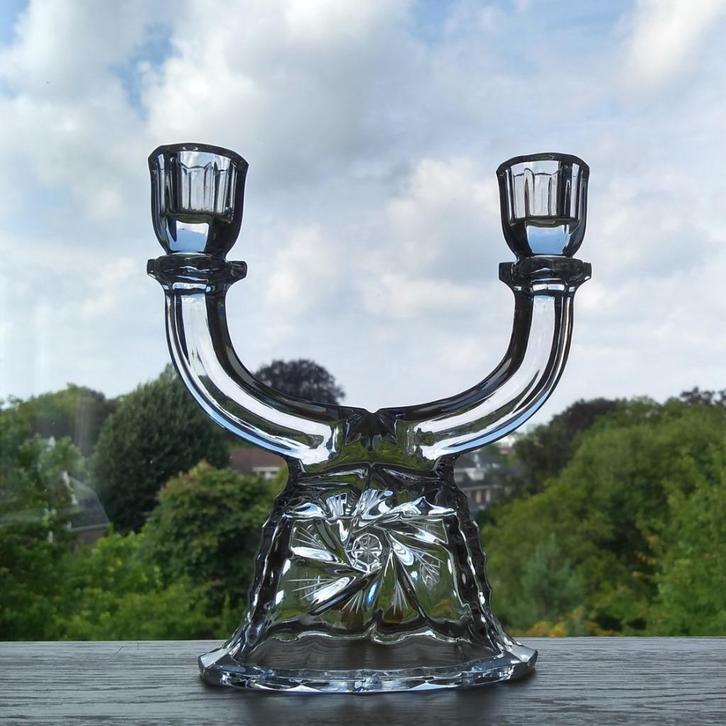 Kandelaar Kristal Zawiercie Polen, Antiek en Kunst, Antiek | Kandelaars, Kristal, Ophalen of Verzenden