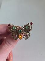 Antieke vlinder broche met strass, Sieraden, Tassen en Uiterlijk, Antieke sieraden, Ophalen of Verzenden, Overige materialen
