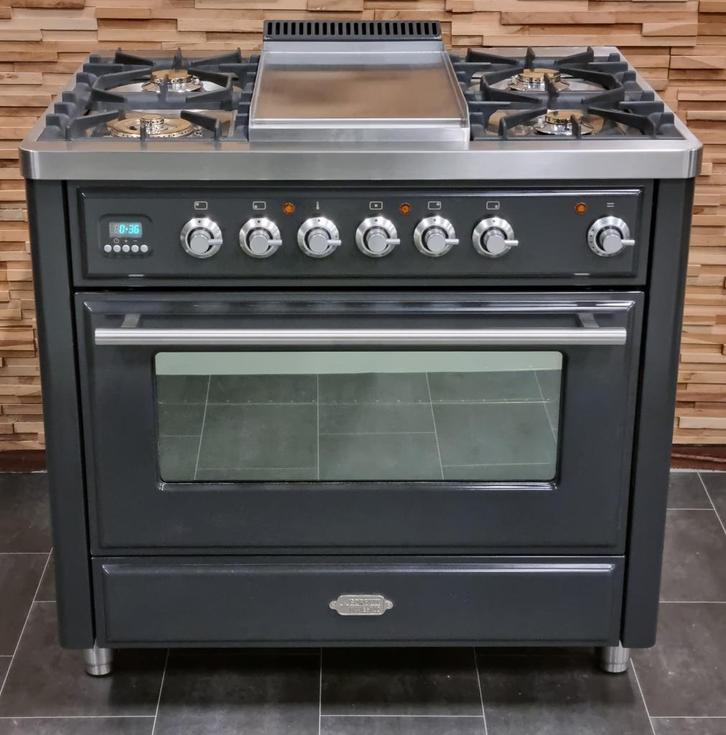 🔥Luxe Fornuis Boretti Majestic 90cm antraciet GASOVEN, Witgoed en Apparatuur, Fornuizen, Zo goed als nieuw, Vrijstaand, Gas, 5 kookzones of meer