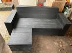 Tuinbank loungebank steigerhout met hocker, Ophalen, Zo goed als nieuw, Hout