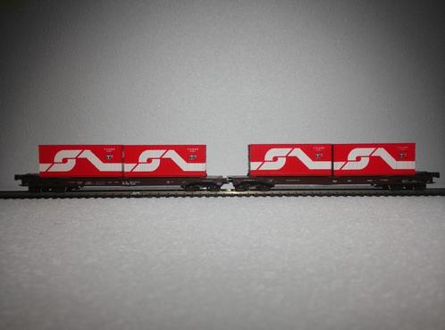 Roco 47541 ÖBB type Saads 8-assige containerwagon, Hobby en Vrije tijd, Modeltreinen | H0, Zo goed als nieuw, Wagon, Gelijkstroom