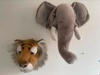 BIBIB Tijger Olifant Dierenkop Wanddecoratie, Kinderen en Baby's, Kinderkamer | Inrichting en Decoratie, Ophalen of Verzenden
