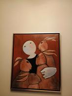 Gerda Smit Schilderij - Konijnen en Figuur, Ophalen of Verzenden