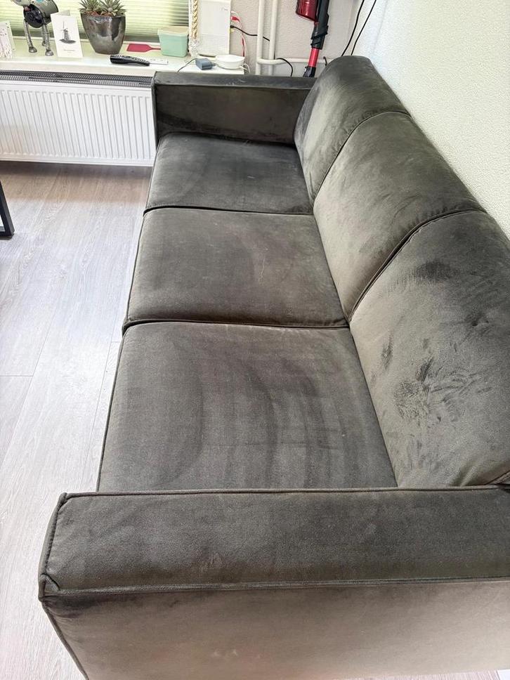 Groene 3-zits bank, Huis en Inrichting, Banken | Bankstellen, Gebruikt, Rechte bank, Driepersoons, 200 tot 250 cm, 75 tot 100 cm