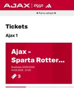 Ajax - Sparta Rotterdam 3 tickets beschikbaar, Tickets en Kaartjes, Drie personen of meer, Maart