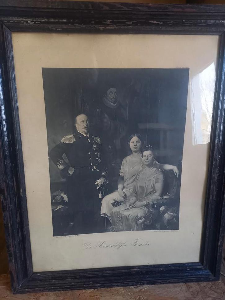 4 stuks Oranje Statieportretten in lijst Wilhelmina Juliana, Antiek en Kunst, Kunst | Litho's en Zeefdrukken, Ophalen of Verzenden