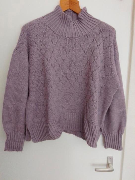 Hand gebreide trui van merinowol, Kleding | Dames, Truien en Vesten, Zo goed als nieuw, Paars, Ophalen of Verzenden