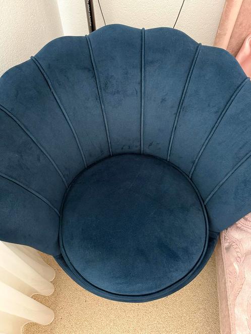 Blauwe Schelp Fauteuil, Huis en Inrichting, Fauteuils, Zo goed als nieuw, Stof, Minder dan 50 cm, Minder dan 75 cm, Ophalen of Verzenden