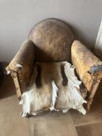 decoratief stoeltje leer met dierevel., Antiek en Kunst, Ophalen