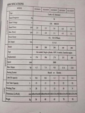 Profesionele Hager Generator ( benzine )  beschikbaar voor biedingen