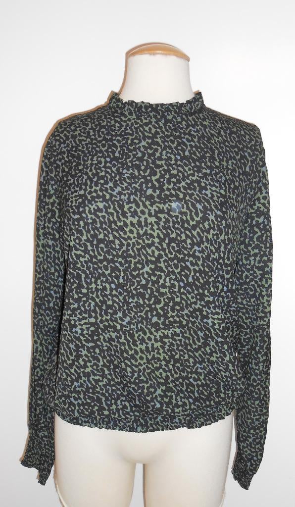 Savinni top zwart/groen mt M, Kleding | Dames, Ophalen of Verzenden, Zo goed als nieuw, Lange mouw, Groen