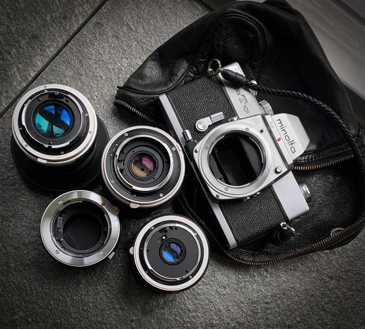 MINOLTA  SR T 101 set, Audio, Tv en Foto, Fotocamera's Analoog, Gebruikt, Ophalen of Verzenden