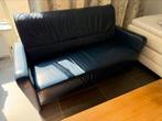 Blauwe lederen bank, Ophalen, 150 tot 200 cm, Tweepersoons, 75 tot 100 cm