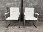 Luxe ICF slede stoelen - wit/crème kunstleder, Huis en Inrichting, Stoelen, Ophalen of Verzenden, Metaal, Twee