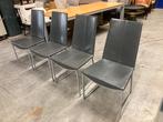 4 eetkamerstoelen leer taupe KFF DUITS design SAMEN €225, Huis en Inrichting, Stoelen, Overige kleuren, Ophalen of Verzenden, Zo goed als nieuw