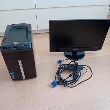 Desktop  windows 10 + monitor Philips beschikbaar voor biedingen