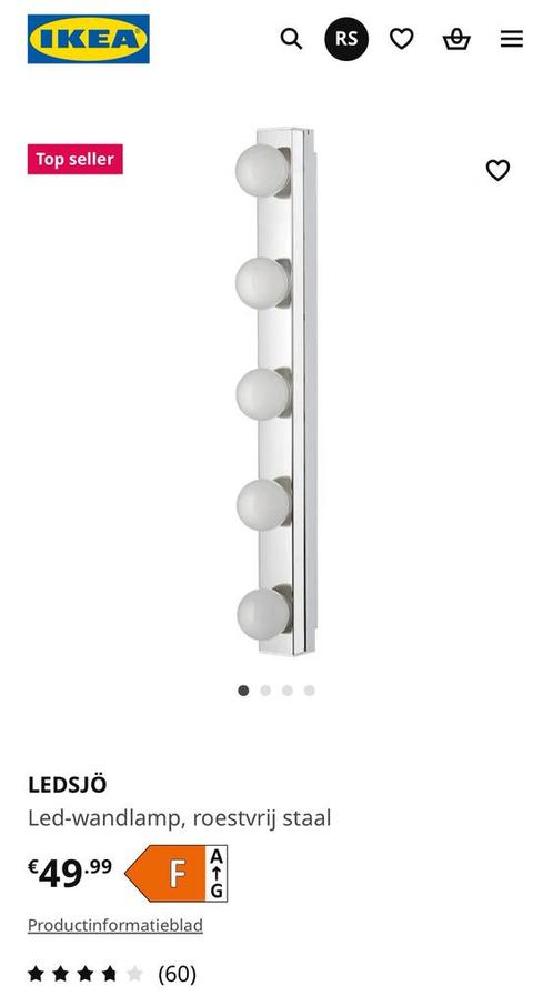 2x IKEA LEDSJÖ Led-wandlamp (Ledsjo), Huis en Inrichting, Lampen | Overige, Zo goed als nieuw, Ophalen of Verzenden