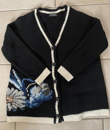 Twinset Simona Barbieri gebreid blauw vest met applicatie beschikbaar voor biedingen