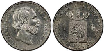 Gulden 1855 Willem III in mooie kwaliteit beschikbaar voor biedingen