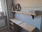 Prachtig steigerhouten bureau/werkbank/sidetable met plank, Huis en Inrichting, Bureaus, Ophalen, Zo goed als nieuw, Bureau