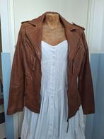 Cognac kleurig leren jasje maat l, xl, Kleding | Dames, Jasjes, Kostuums en Pakken, Bruin, Maat 42/44 (L), Ophalen of Verzenden