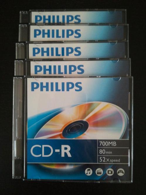 Philips CD-R 80 min. 5 stuks, Computers en Software, Beschrijfbare discs, Nieuw, Cd, Ophalen of Verzenden