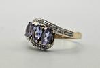 Gouden Vintage ring edelsteen tanzaniet en diamant.2025/207, Sieraden, Tassen en Uiterlijk, Ringen, ., Paars, Ophalen of Verzenden