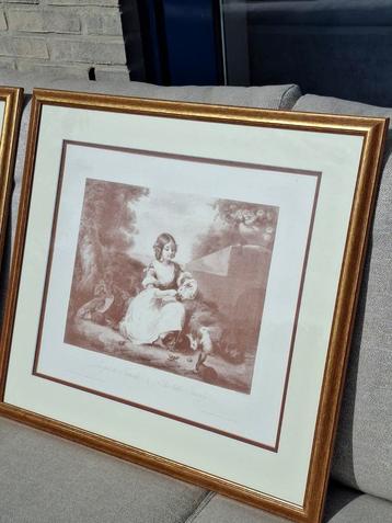 Schitterende grote schilderijen met oude gravures beschikbaar voor biedingen