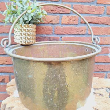 Antieke grote koperen heksenketel, rond 1900, Ø 40 cm beschikbaar voor biedingen