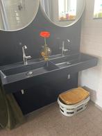 Plieger Kansas dubbele wastafel met 2 kraangaten mat zwart, Huis en Inrichting, Badkamer | Badkamermeubels, Minder dan 100 cm