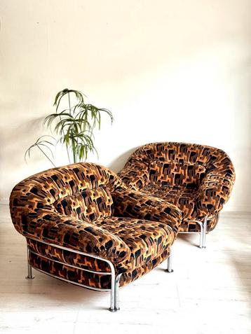 Vintage chromen loungestoelen jaren 70 set van 2 beschikbaar voor biedingen