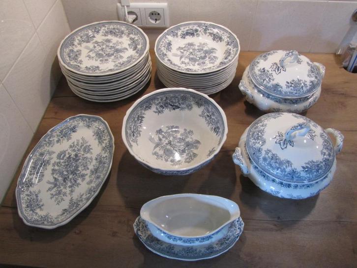 Fasan blauwgrijs Villeroy en Boch Mettlach serviesdelen, Antiek en Kunst, Antiek | Servies los, Ophalen of Verzenden